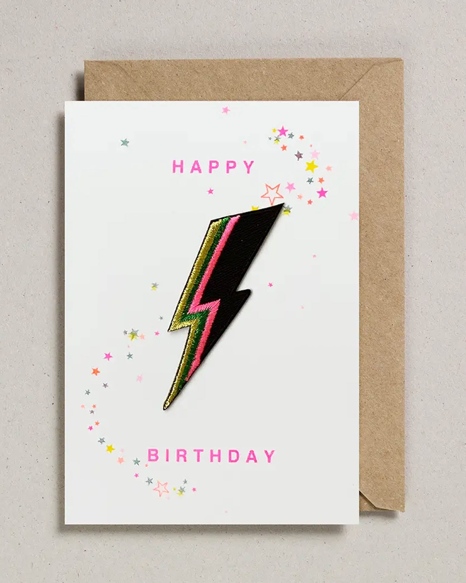 Little petra boase paper + party birthday bolt iron on patch card