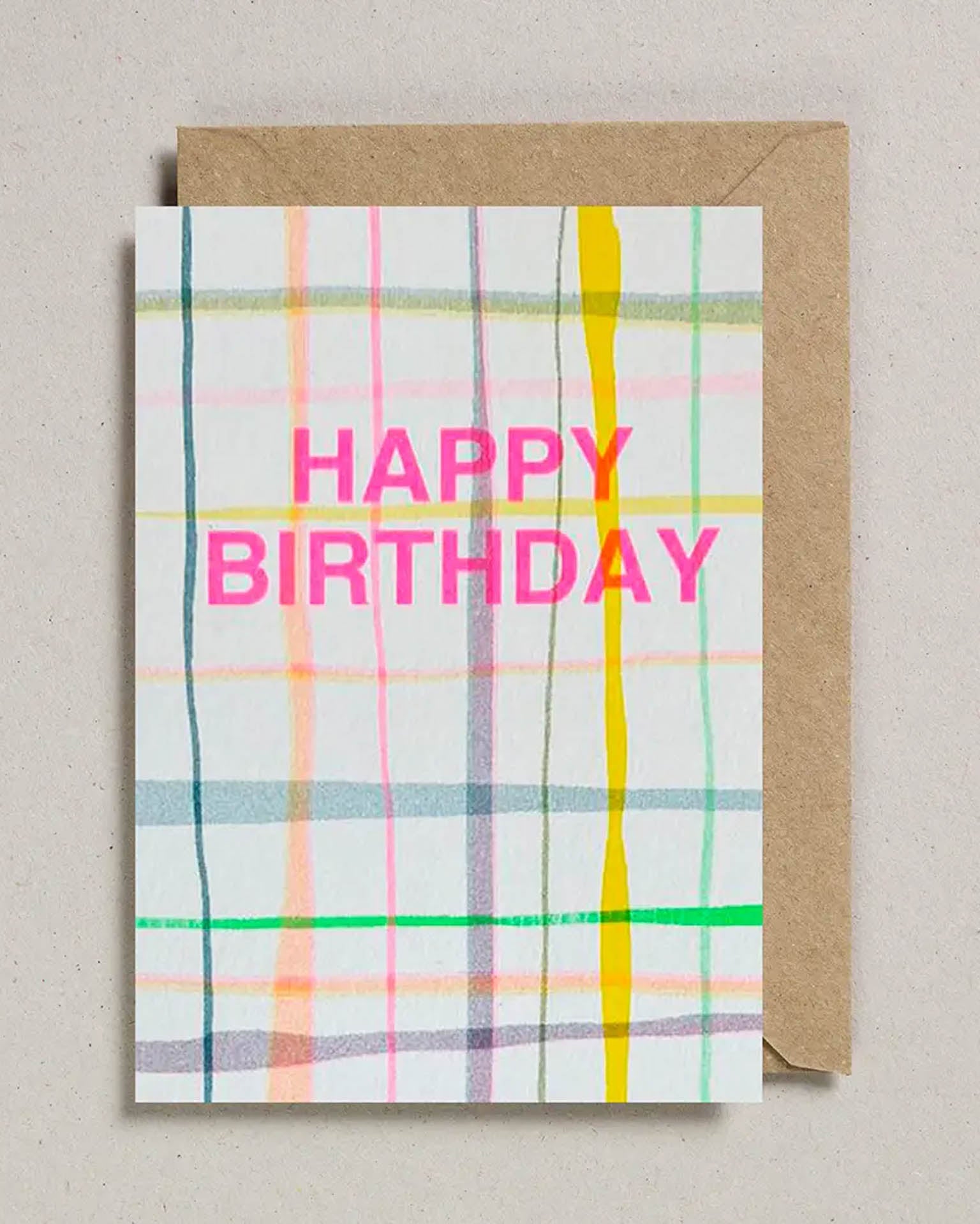 Little petra boase paper + party happy birthday plaid riso shape card
