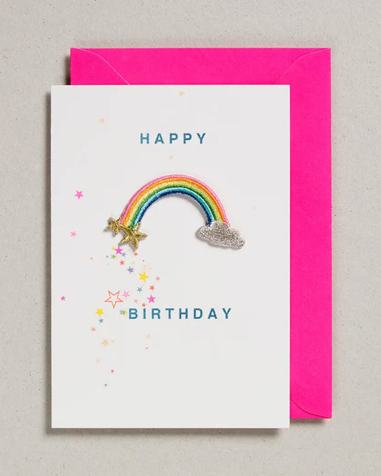 Little petra boase paper + party happy birthday rainbow iron on patch
