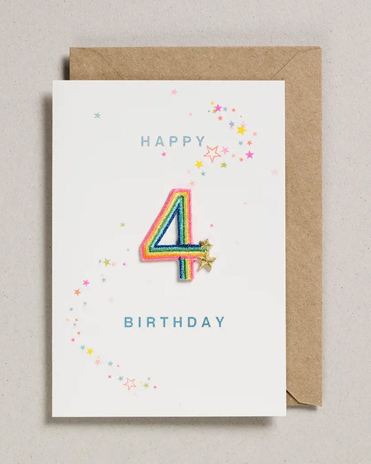 Little petra boase paper + party rainbow 4 iron on patch card