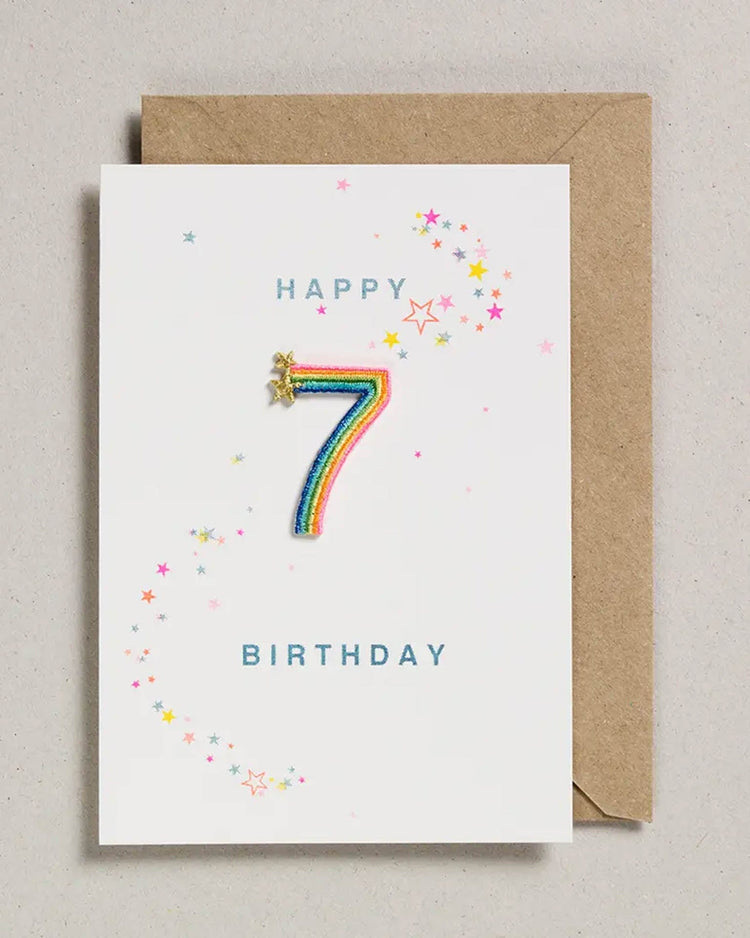 Little petra boase paper + party rainbow 7 iron on patch card