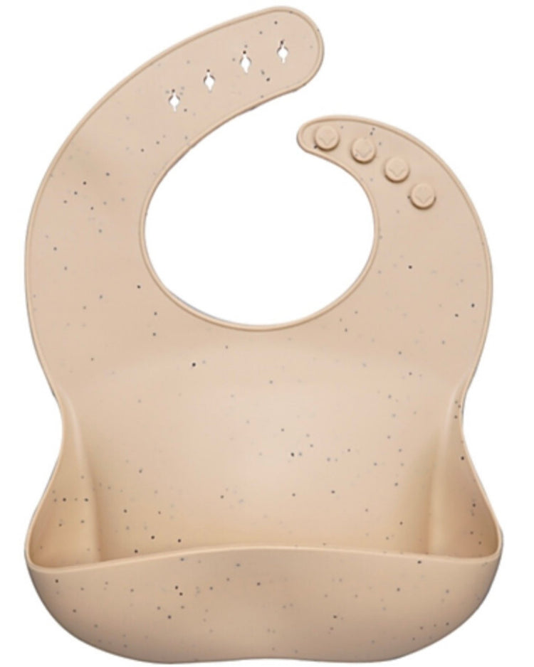 Little pretty please teethers baby accessories silicone bib in speckle oat