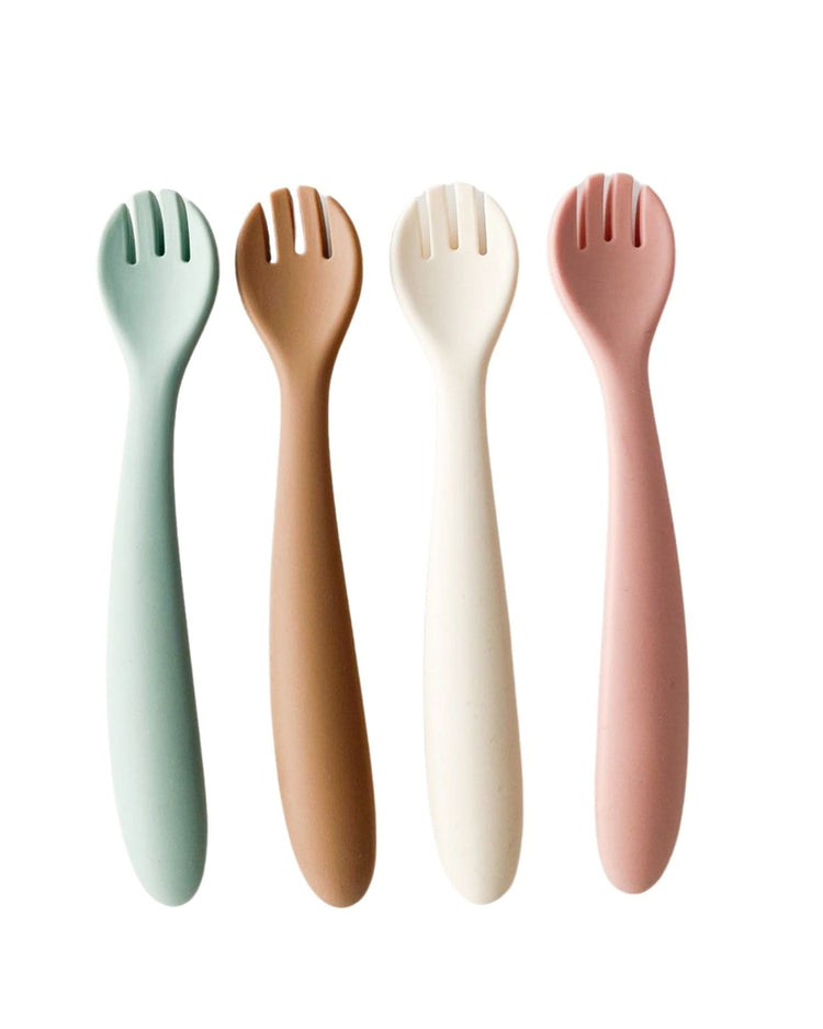 Little pretty please teethers silicone fork + spoon set in ivory