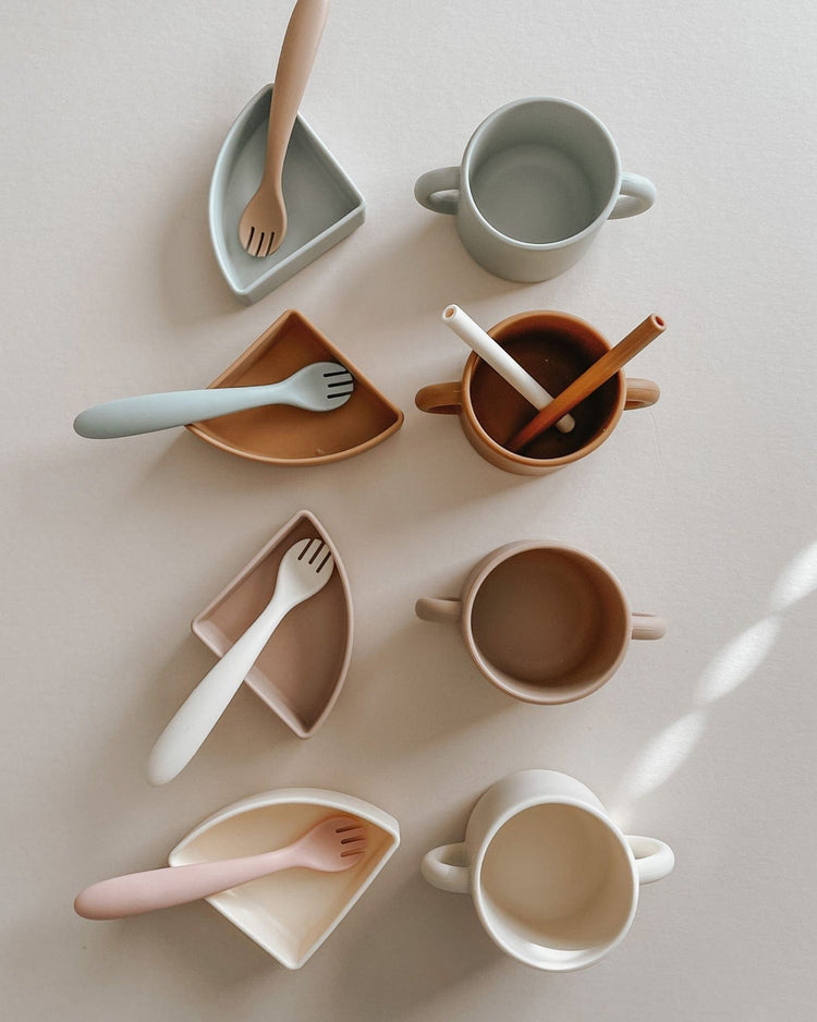 Little pretty please teethers silicone fork + spoon set in ivory