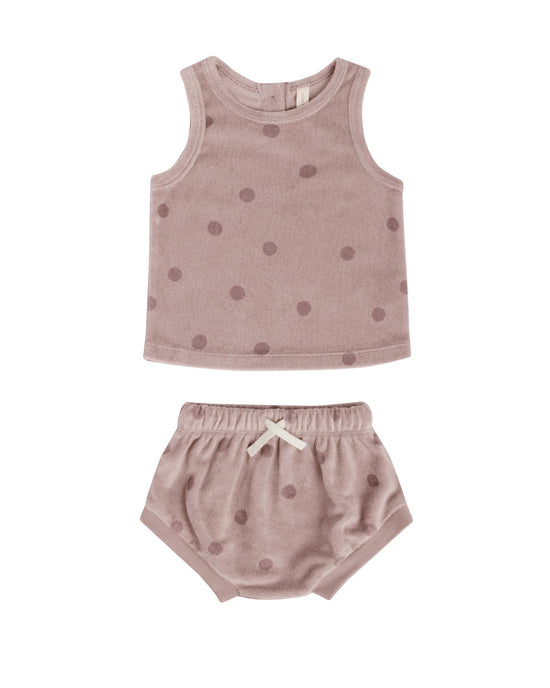 Little quincy mae baby terry tank set in dots
