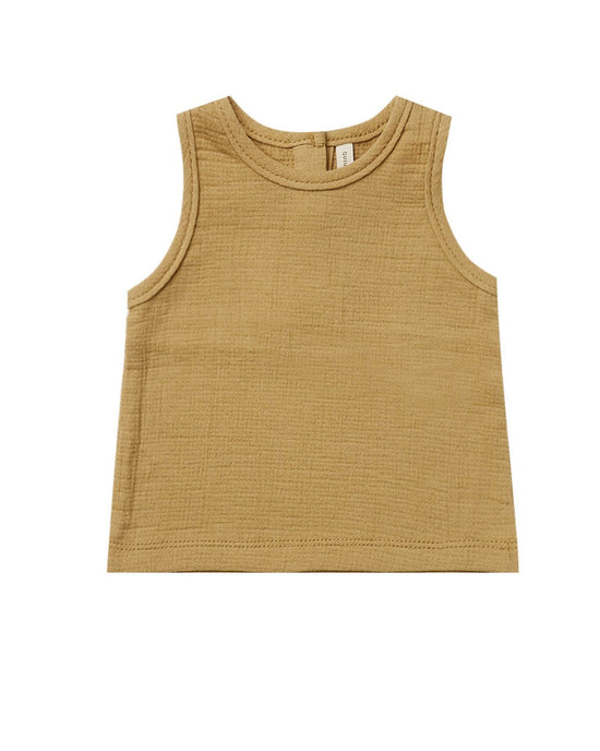 Little quincy mae baby girl woven tank in gold