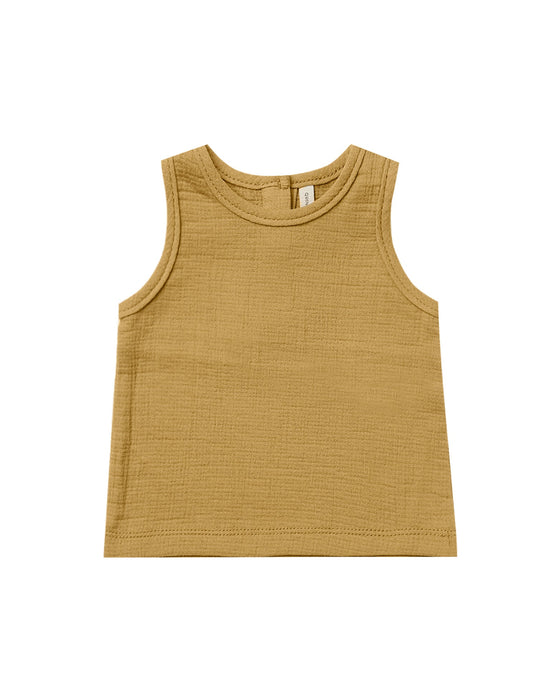 Little quincy mae baby girl woven tank in ocre