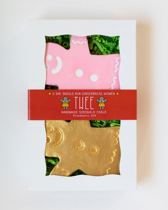 Little twee play she should run gingerbread women in pink + gold