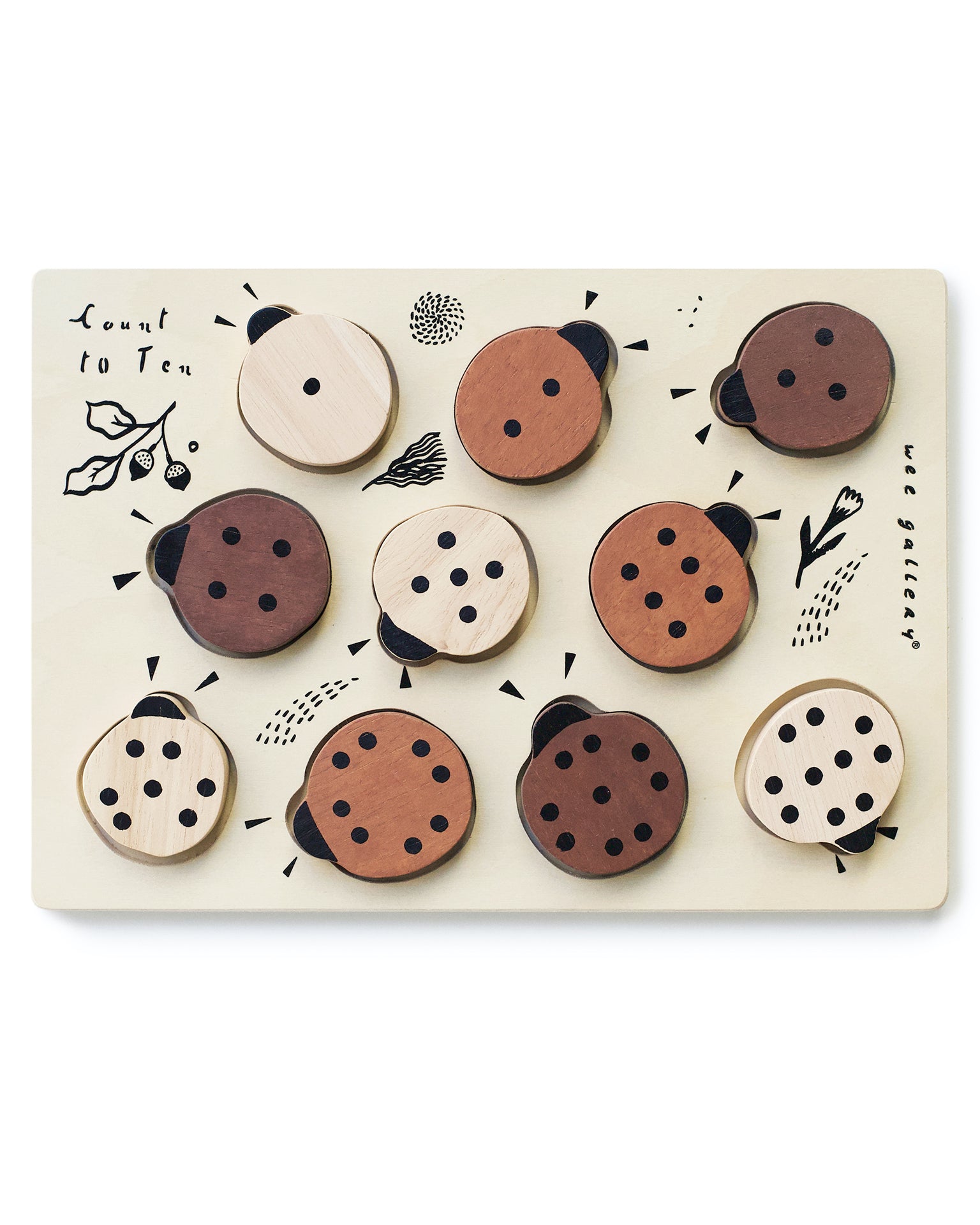 Little wee gallery play count to 10 ladybugs wooden tray puzzle
