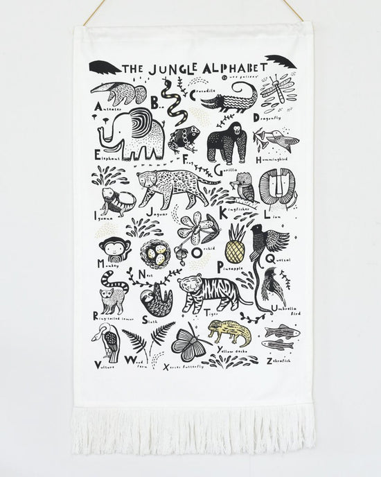 Little wee gallery room jungle alphabet printed tapestry