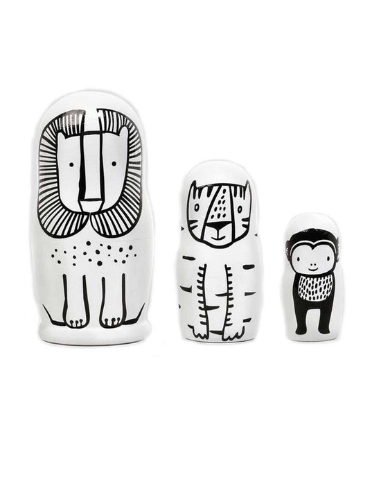 Little wee gallery play nesting dolls in wild animals