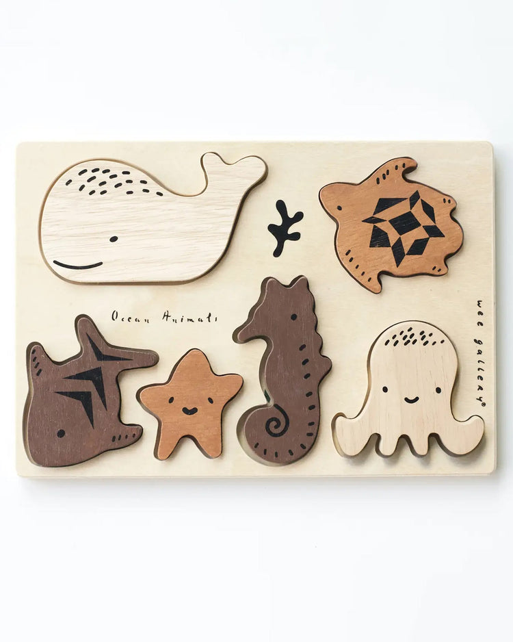 Little wee gallery play ocean animals wooden tray puzzle