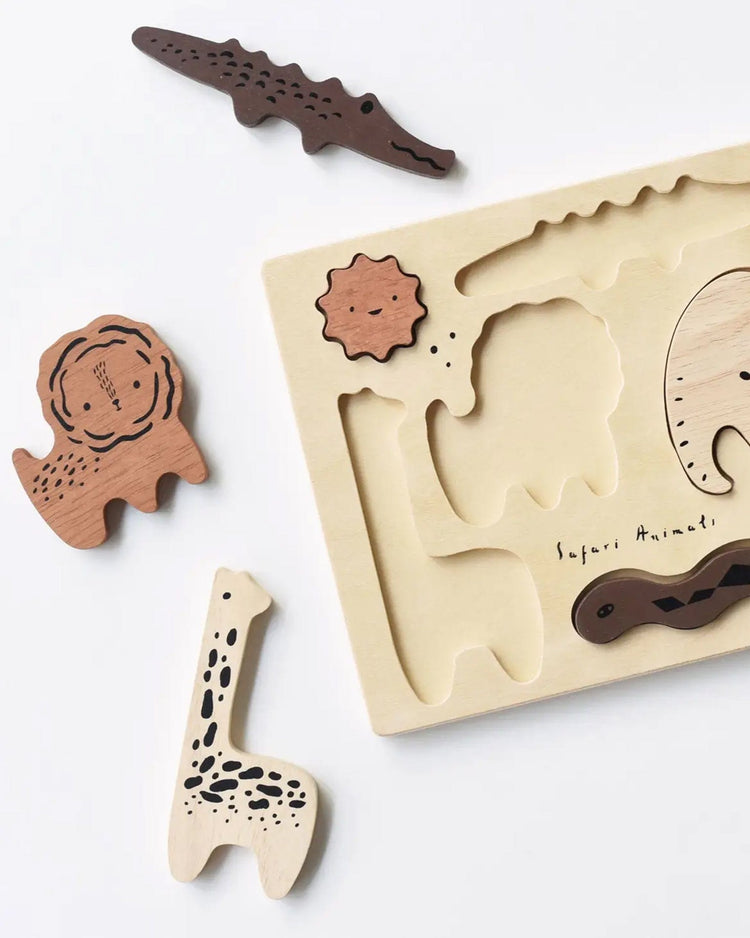 Little wee gallery play safair animals wooden tray puzzle