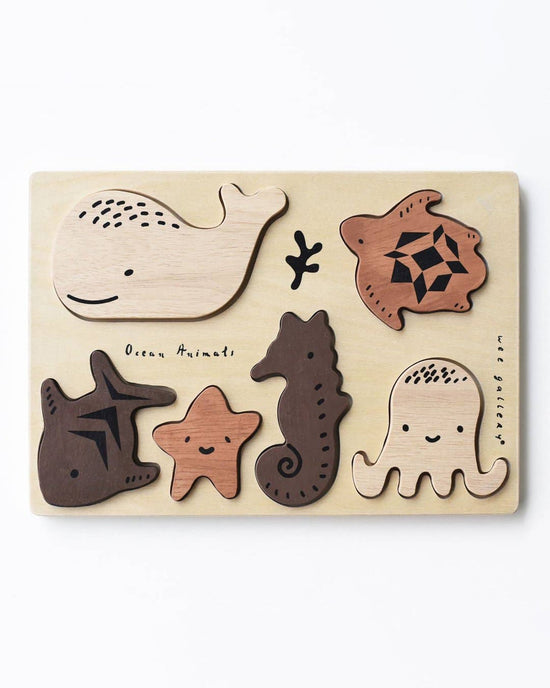 Little wee gallery play wooden tray puzzle in ocean aniamals
