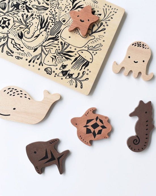 Little wee gallery play wooden tray puzzle in ocean aniamals