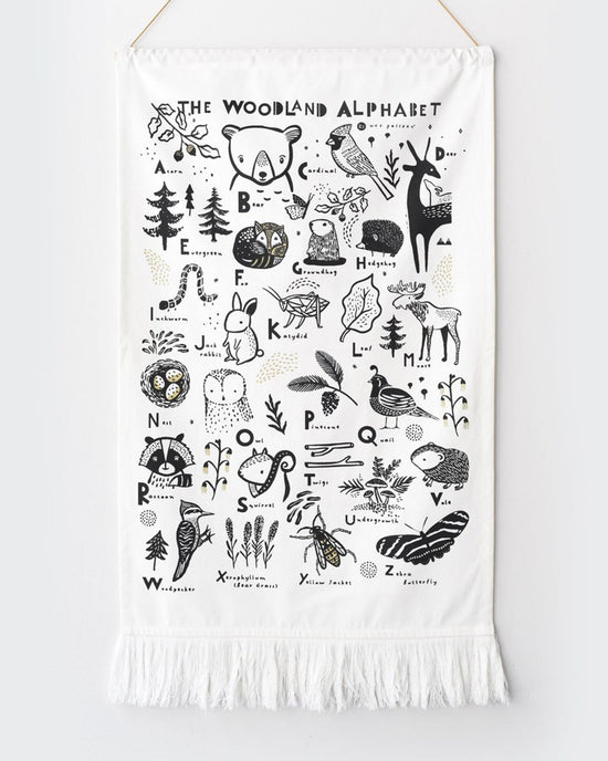 Little wee gallery room woodland alphabet printed tapestry