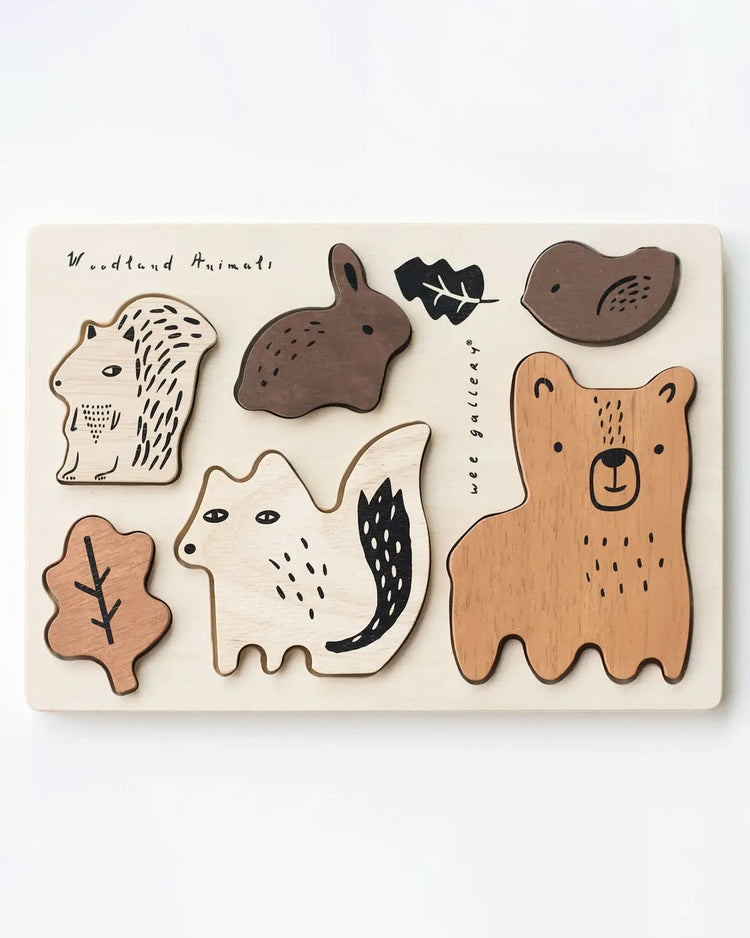 Little wee gallery play woodland animals wooden tray puzzle