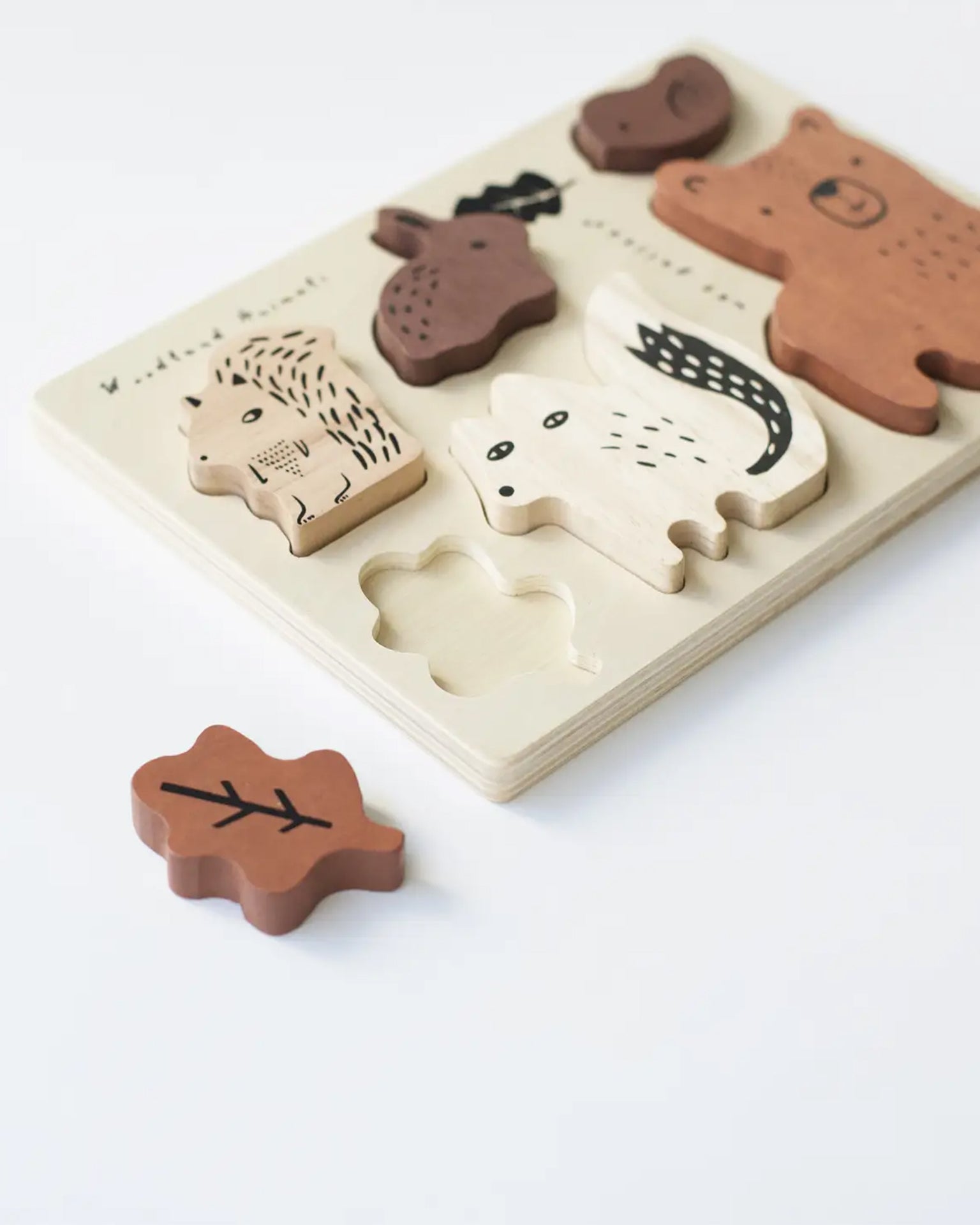 Little wee gallery play woodland animals wooden tray puzzle